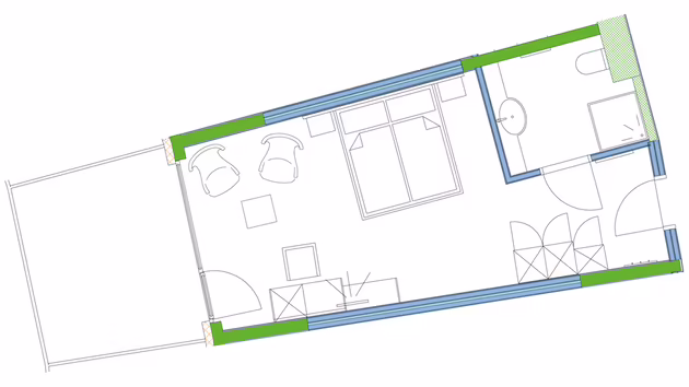 DAS SIEBEN - Grundriss Standard Doppelzimmer ©Künig